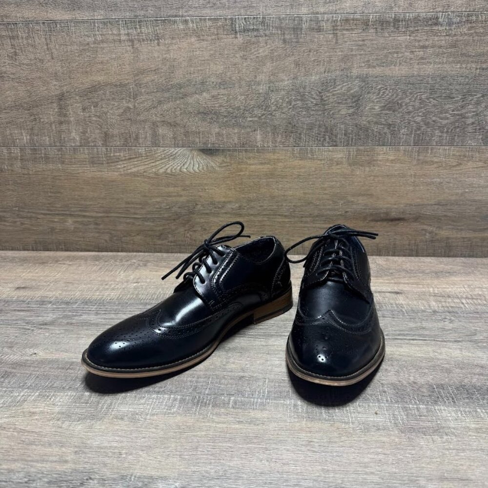 Bruno Marc Black Leather Wingtip Oxford Shoes Men's Size 8